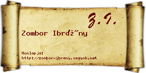Zombor Ibrány névjegykártya